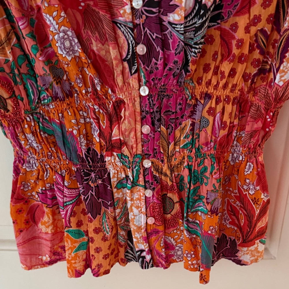 LOFT Women's Vibrant Floral Blouse - Pink and Orange - Picture 4 of 4